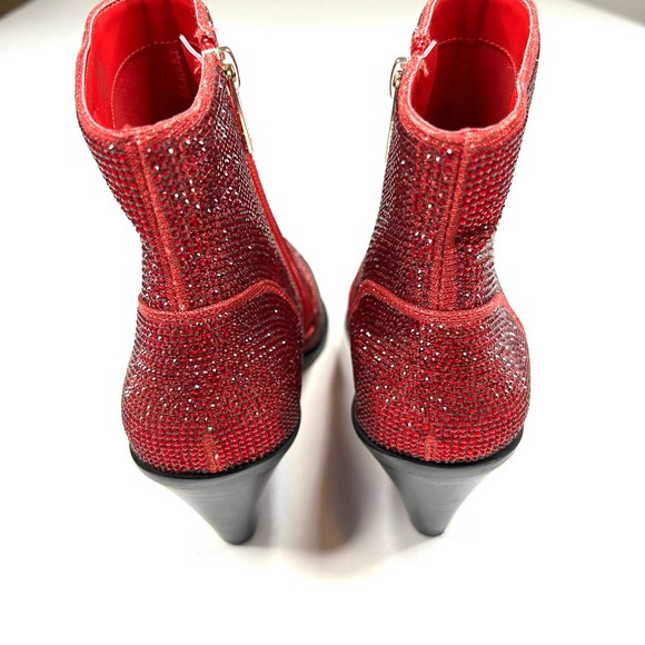 Jessica Simpson | Rhinestone Ruby Red Low Bootie Size 7 - Picture 5 of 7